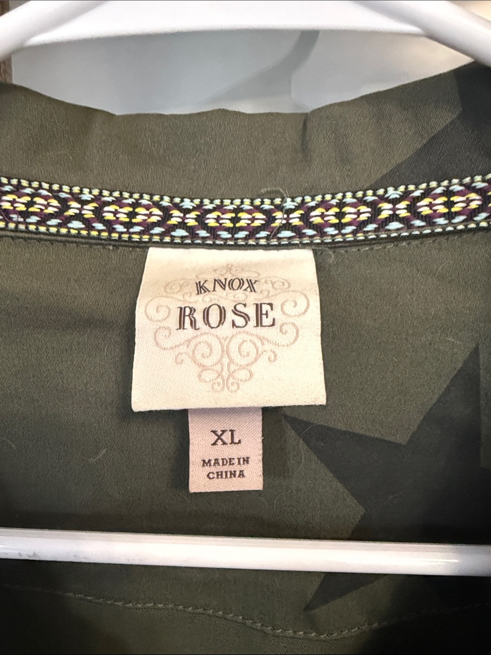 Knox Rose Olive Green Star-Print Utility Jacket - Picture 2 of 6